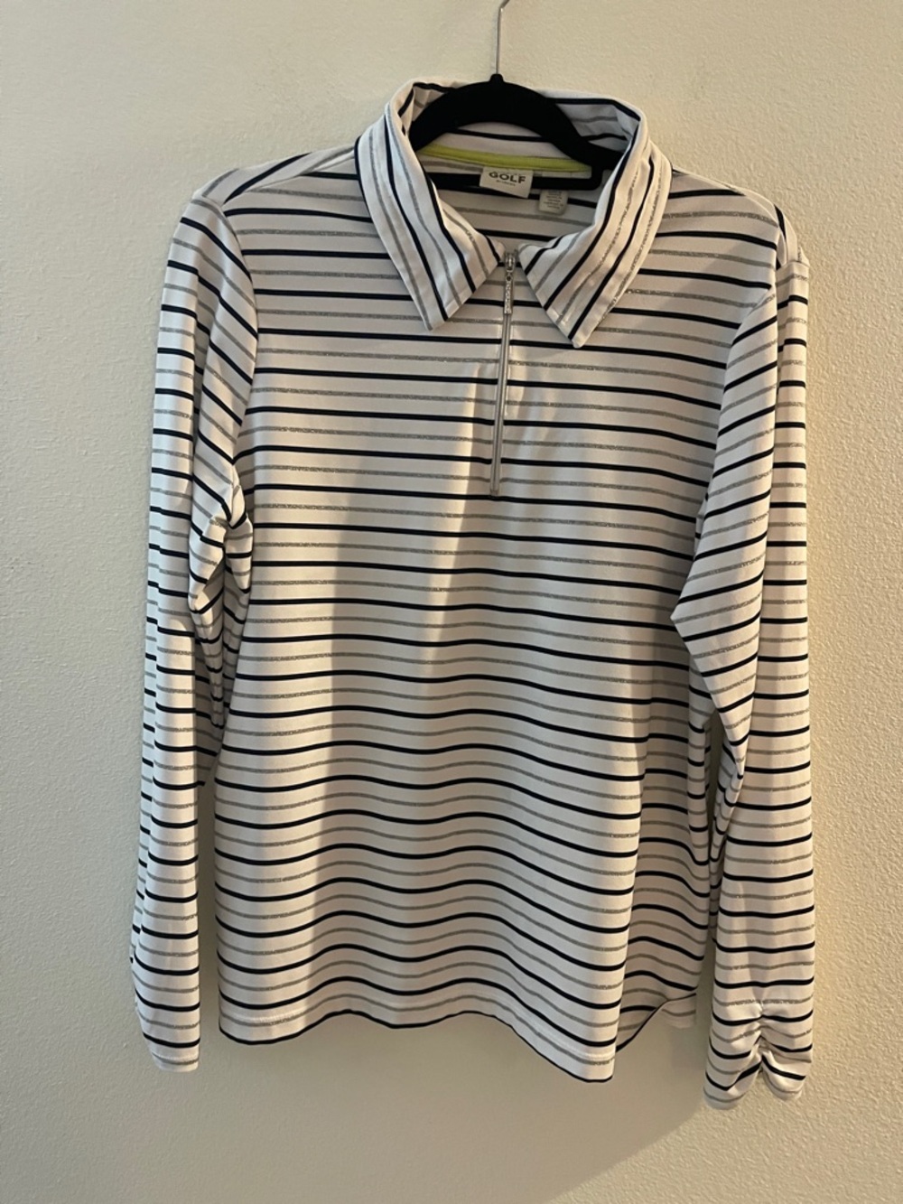 Zenergy Long-Sleeve Striped Quarter-Zip Polo - White & Black